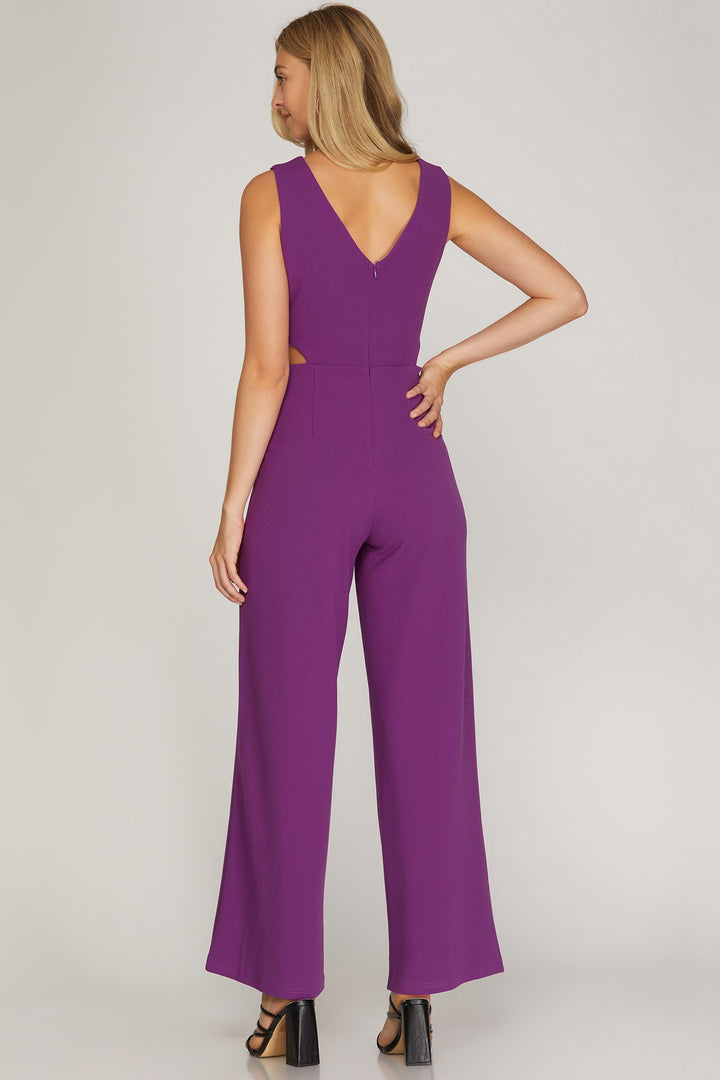 SLEEVELESS JUMPSUIT FEATURING CHEEKY SIDE CUTOUTS  SKSY5212