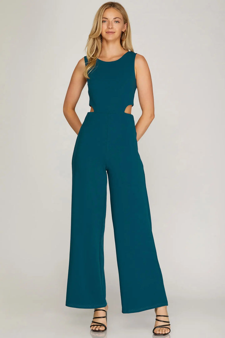 SLEEVELESS JUMPSUIT FEATURING CHEEKY SIDE CUTOUTS  SKSY5212