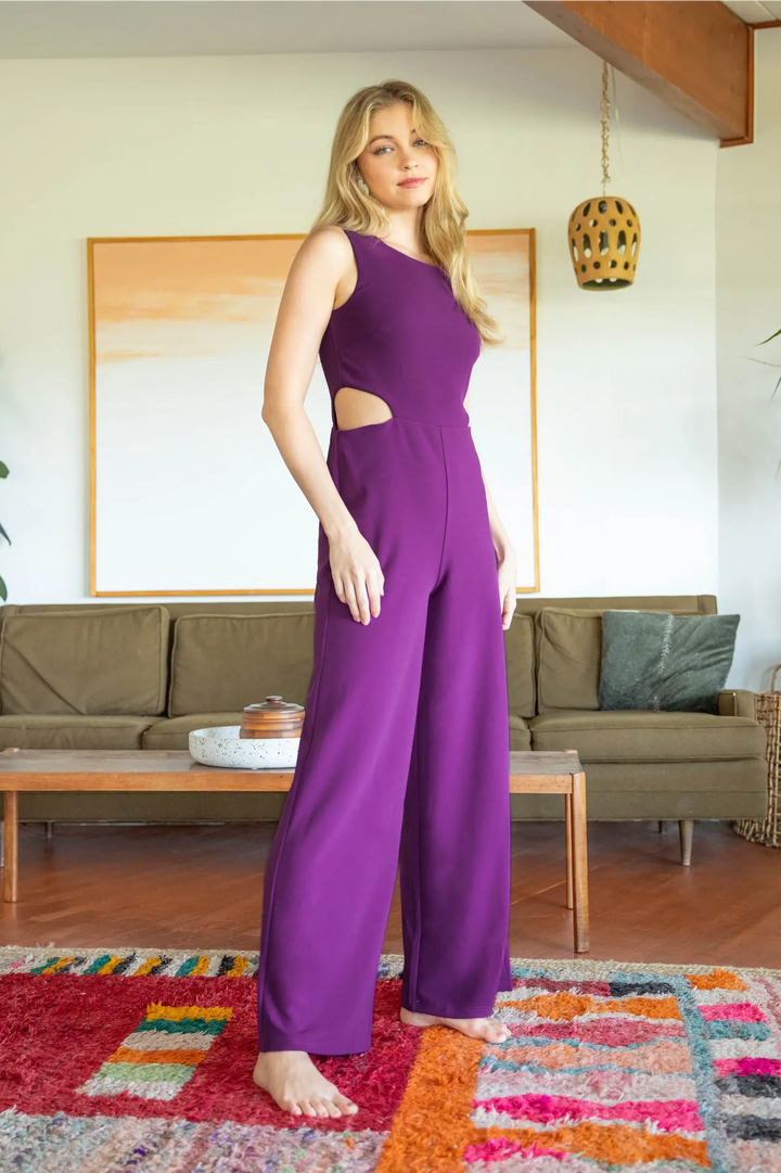 SLEEVELESS JUMPSUIT FEATURING CHEEKY SIDE CUTOUTS  SKSY5212