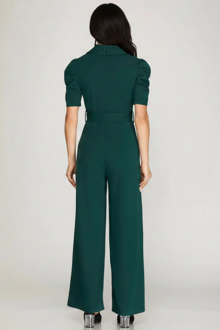 SURPLICE TIE-WAIST KNIT JUMPSUIT SKSY4593
