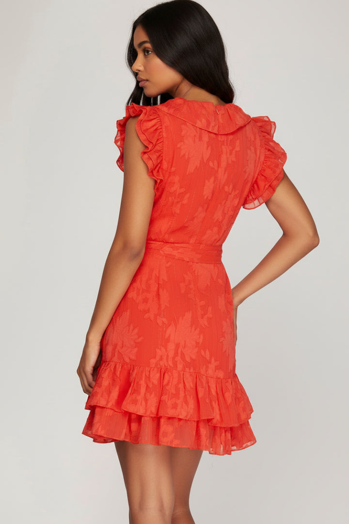 CHIFFON SURPLICE WITH SIDE TIE MINI DRESS SKSY6029
