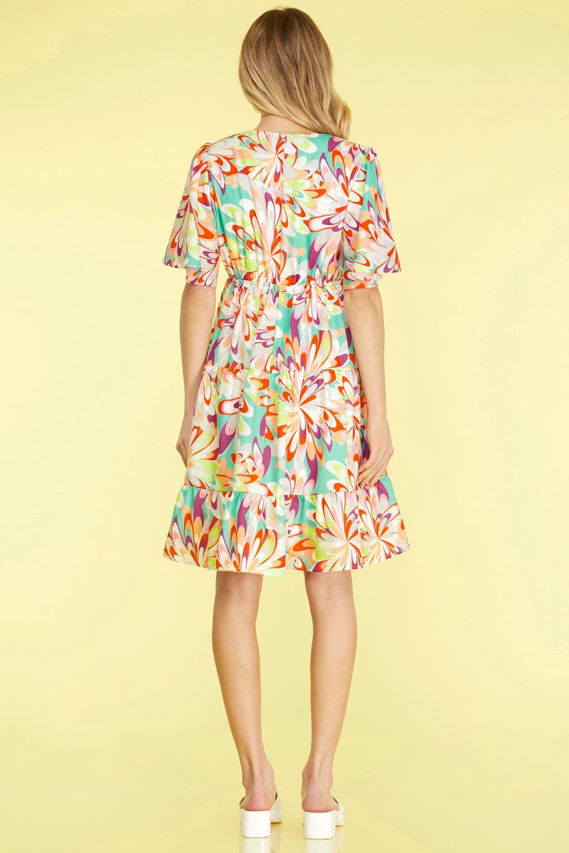 JADE FLUTTER SLEEVES TIERED WOVEN MINI DRESS SKSY6320