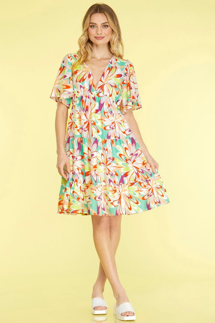 JADE FLUTTER SLEEVES TIERED WOVEN MINI DRESS SKSY6320