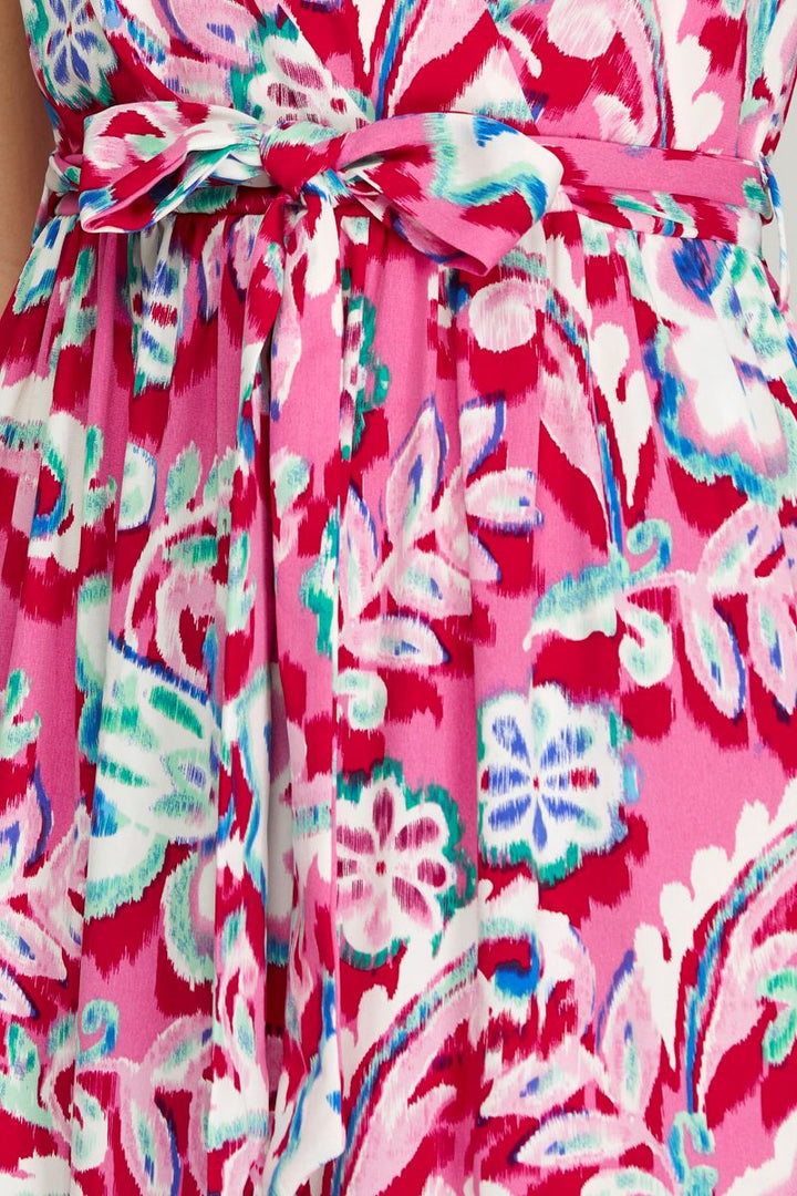 PINK SURPLICE FRONT TIE TIERED WOVEN MAXI DRESS SKSY6487