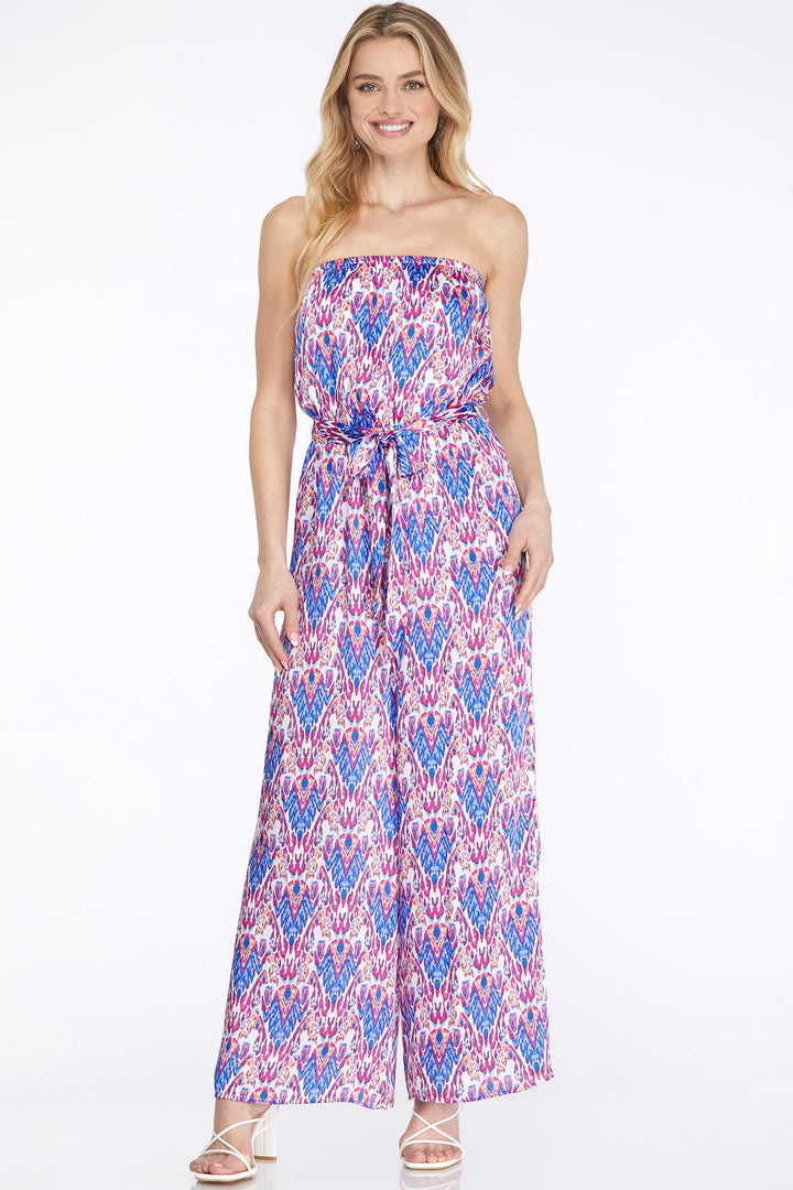 STRAPLESS TUBE W/WAIST TIE & POCKETS WOVEN JUMPSUIT