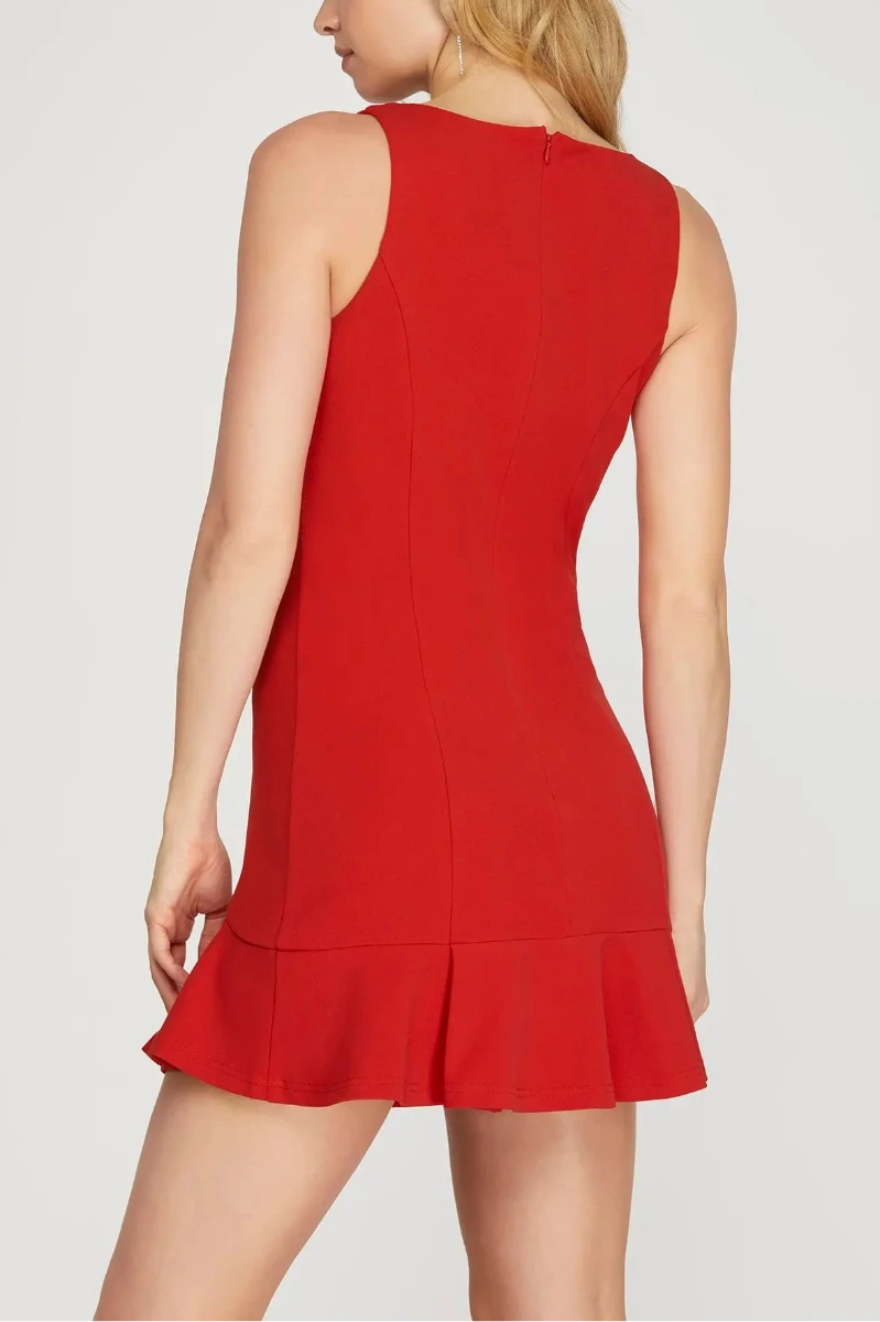 PLEATED HEAVY KNIT SKIRT HEM MINI DRESS SKSY6567
