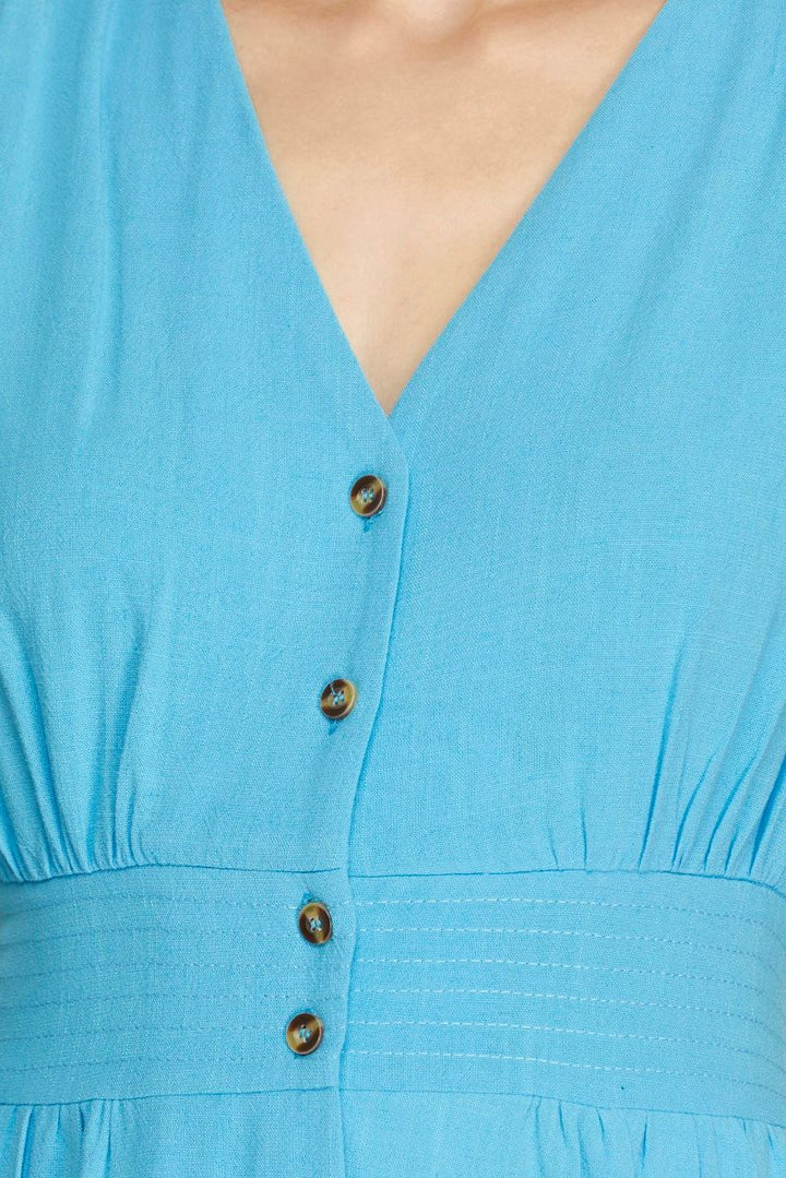 AQUA FLUTTER SLEEVES BUTTON UP W/ POCKETS WOVEN MINI DRESS SKSY6460