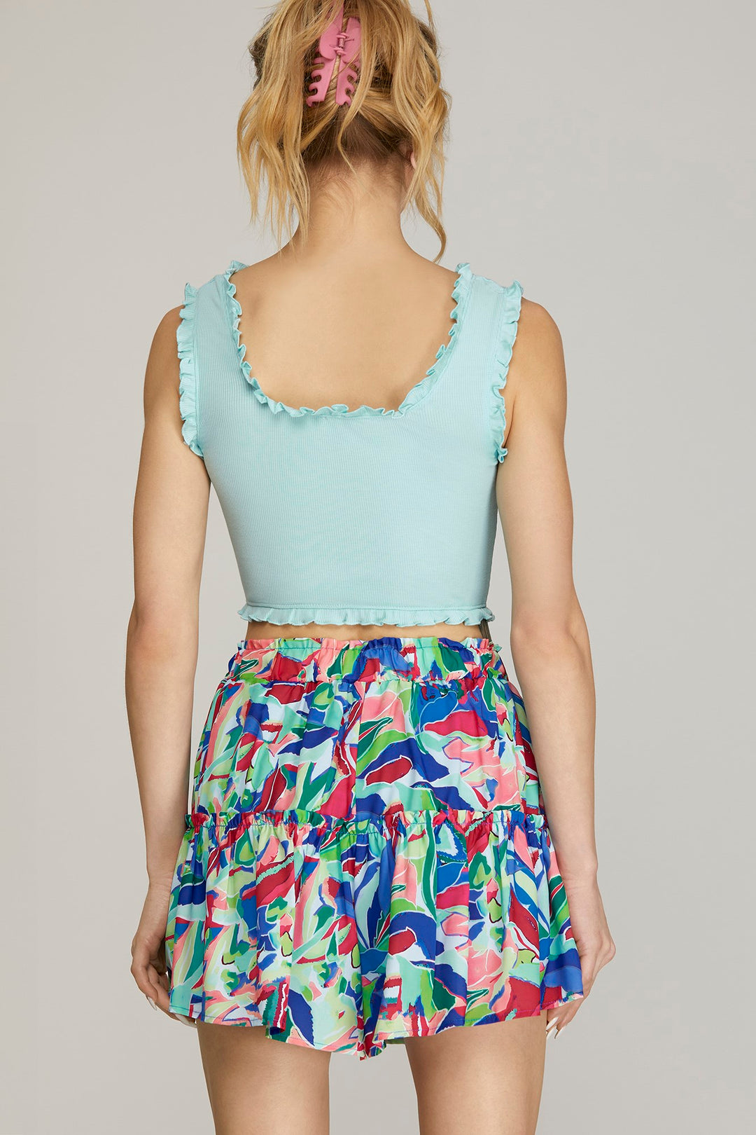 WOVEN FLORAL PRINT SHORTS