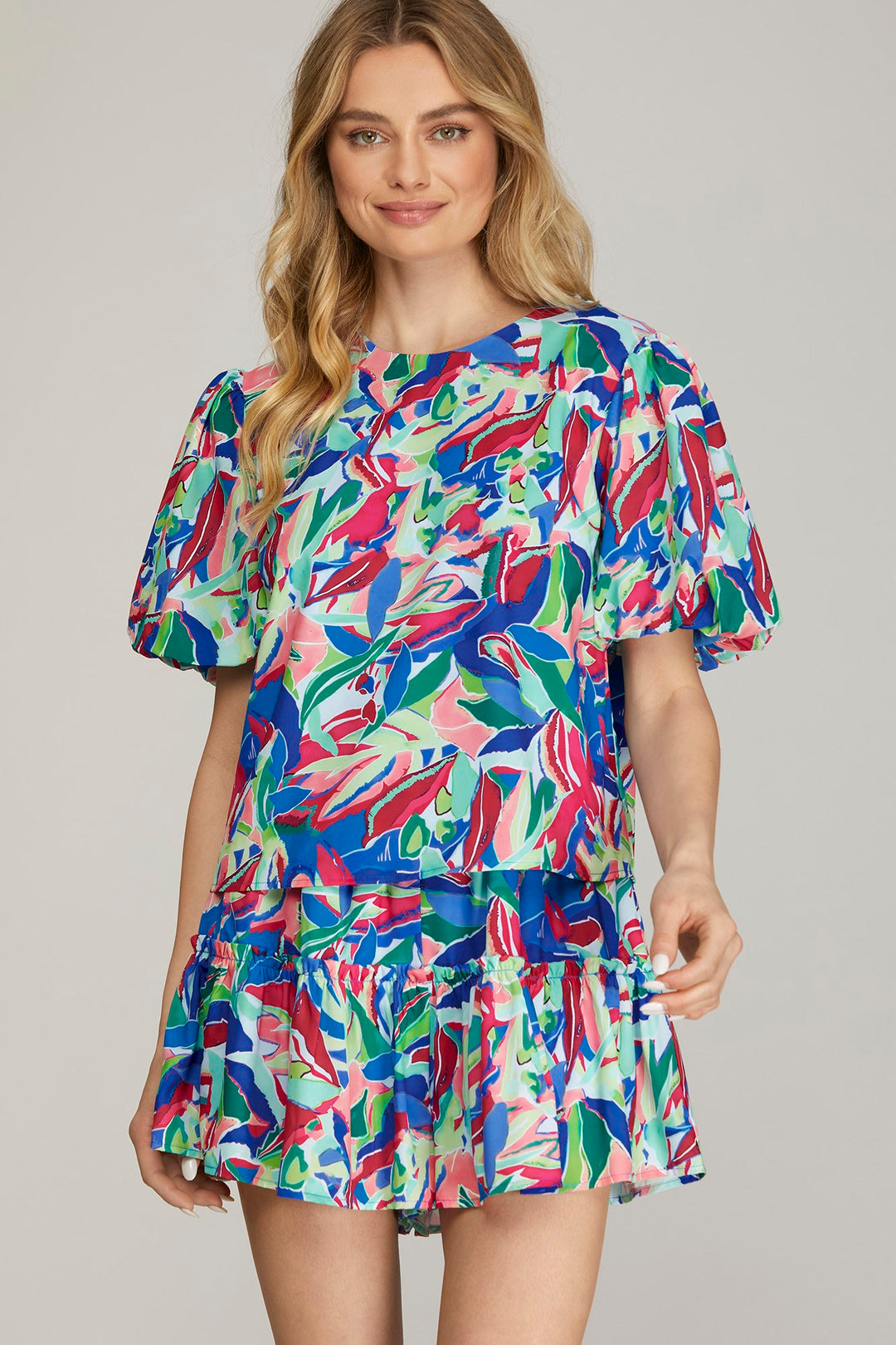 WOVEN FLORAL PRINT SHORTS