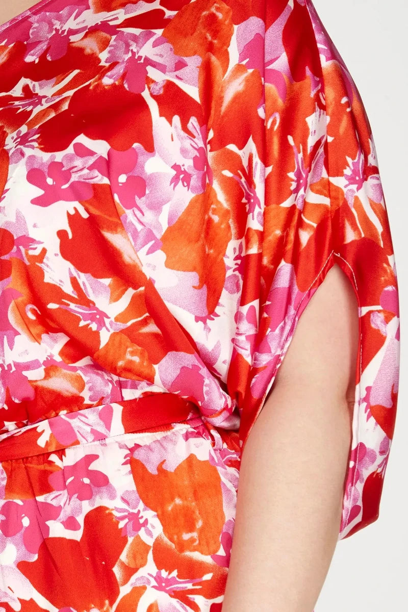 PLUS SIZE ONE SHOULDER PRINT WOVEN JUMPSUIT*