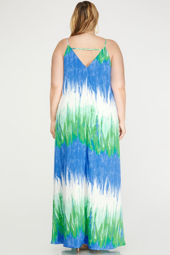 BLUE PRINT CAMI WOVEN PLUS SIZE MAXI DRESS SKPSY6733