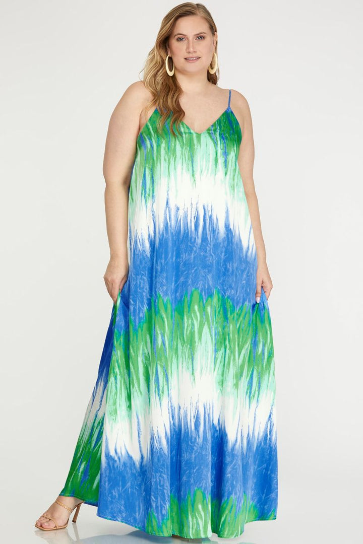 BLUE PRINT CAMI WOVEN PLUS SIZE MAXI DRESS SKPSY6733