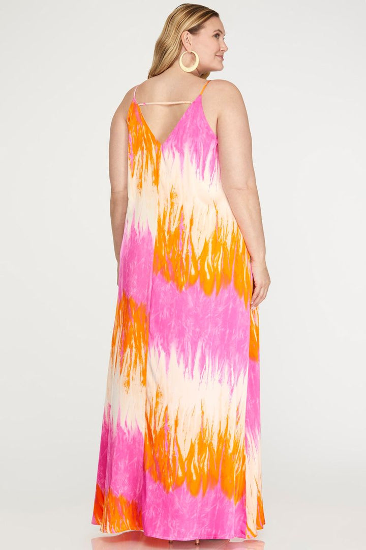 PINK PRINT CAMI WOVEN PLUS SIZE MAXI DRESS SKPSY6733