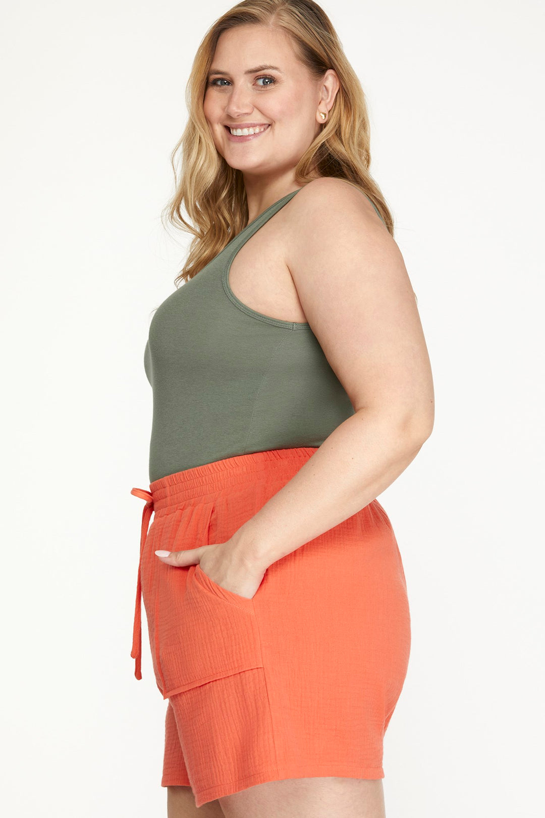 PLUS WOVEN SHORT PANTS WITH SIDE POCKETS-SKPSY3389R