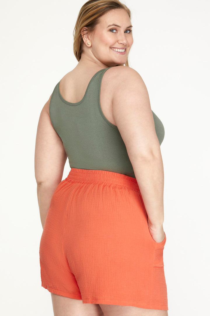 PLUS WOVEN SHORT PANTS WITH SIDE POCKETS-SKPSY3389R