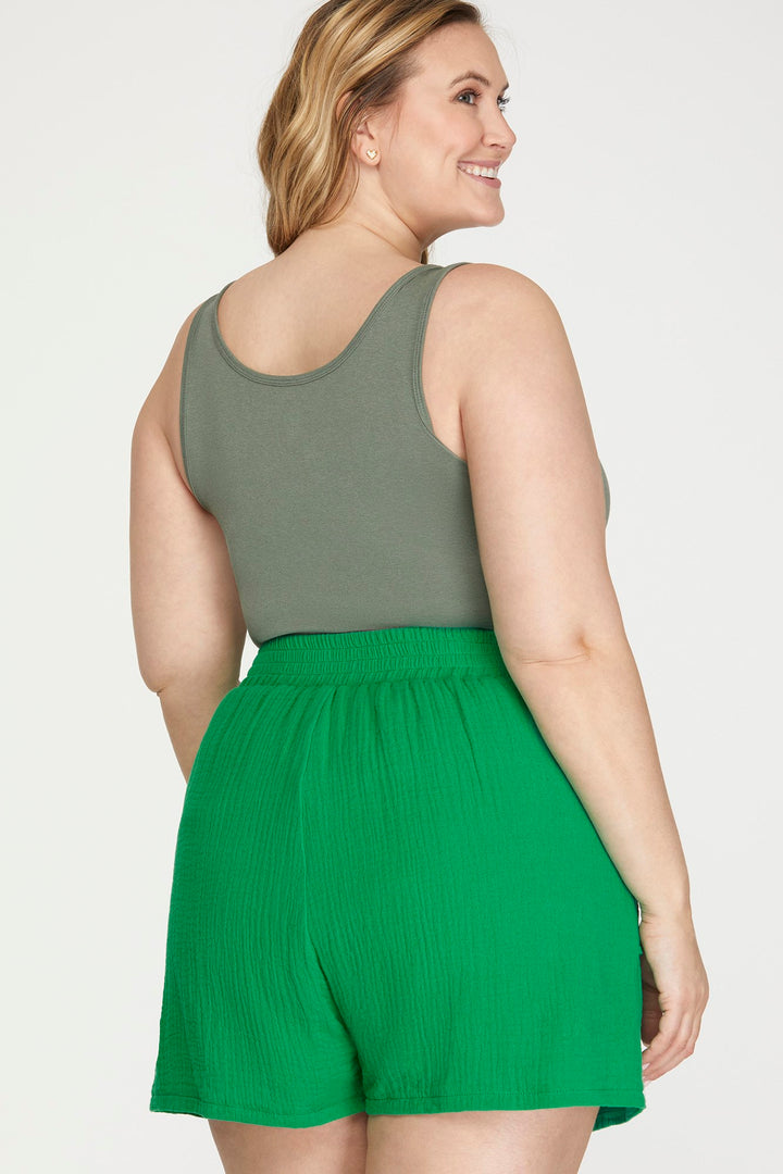 PLUS WOVEN SHORT PANTS WITH SIDE POCKETS-SKPSY3389R