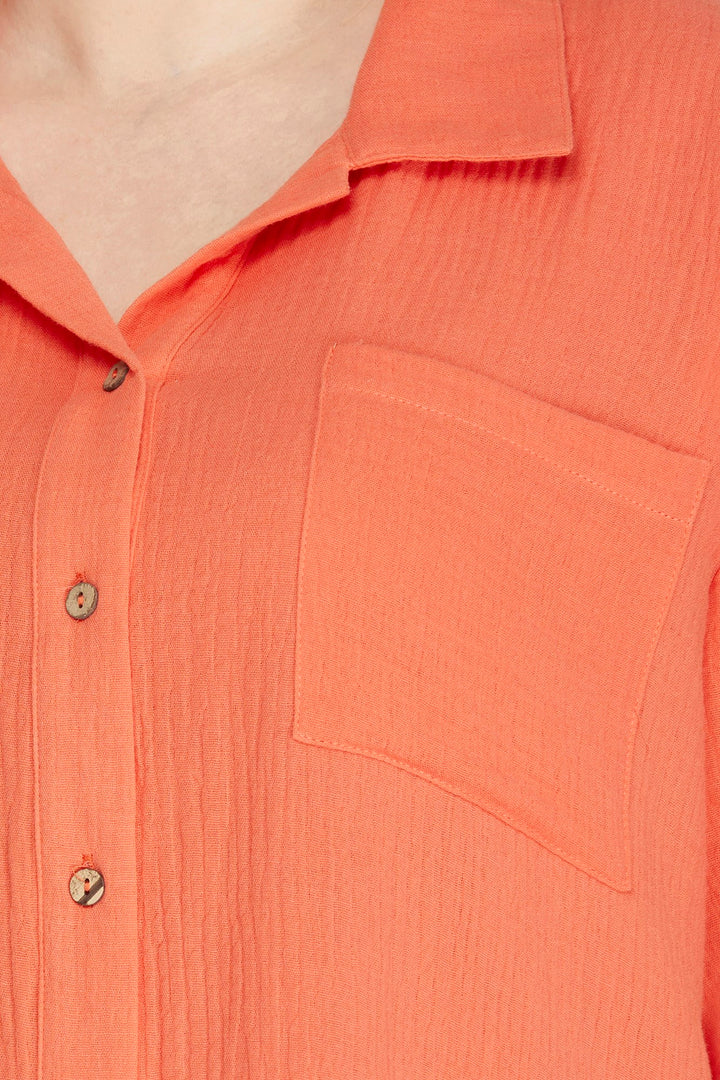 PLUS SHORT SLEEVE WOVEN BUTTON DOWN TOP-SKPSY3388