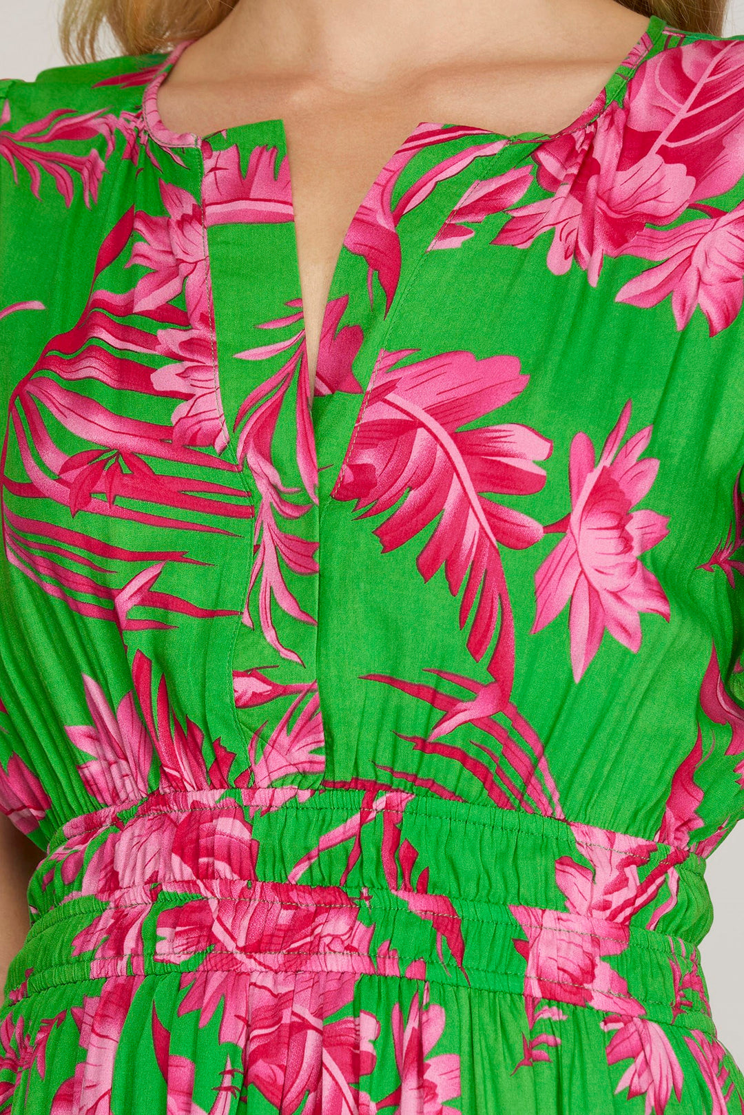 TIERED ELASTIC WAIST WOVEN MINI DRESS SKSY6888