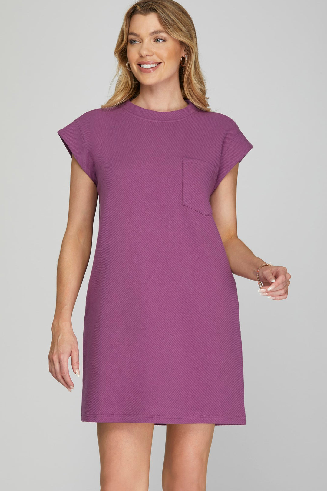 SLEEVELESS TEXTURED WITH SIDE POCKET MINI DRESS SKSY7152R