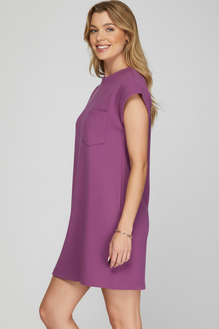 SLEEVELESS TEXTURED WITH SIDE POCKET MINI DRESS SKSY7152R