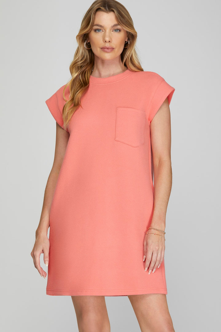 SLEEVELESS TEXTURED WITH SIDE POCKET MINI DRESS SKSY7152R