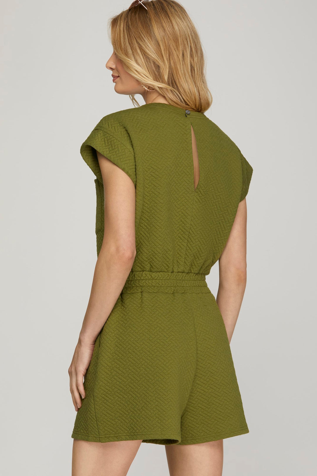 DROP SHOULDER TEXTURED HEAVY KNIT ROMPER