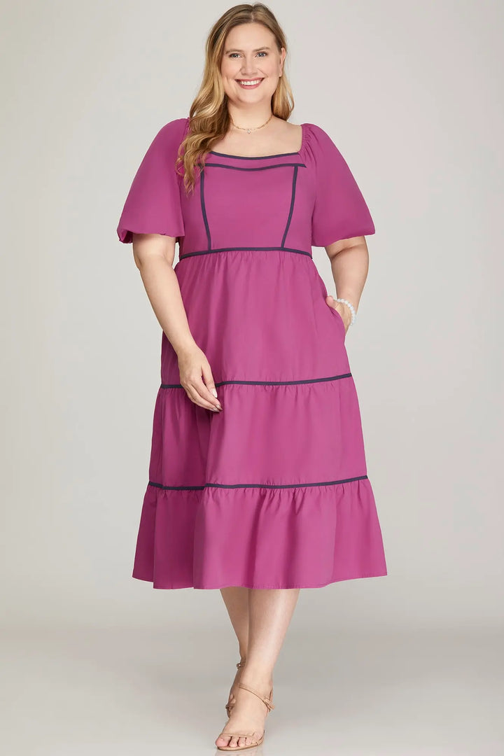 TRENDY SQUARE NECKLINE AND CHARMING PUFF SLEEVES SKPSY7186