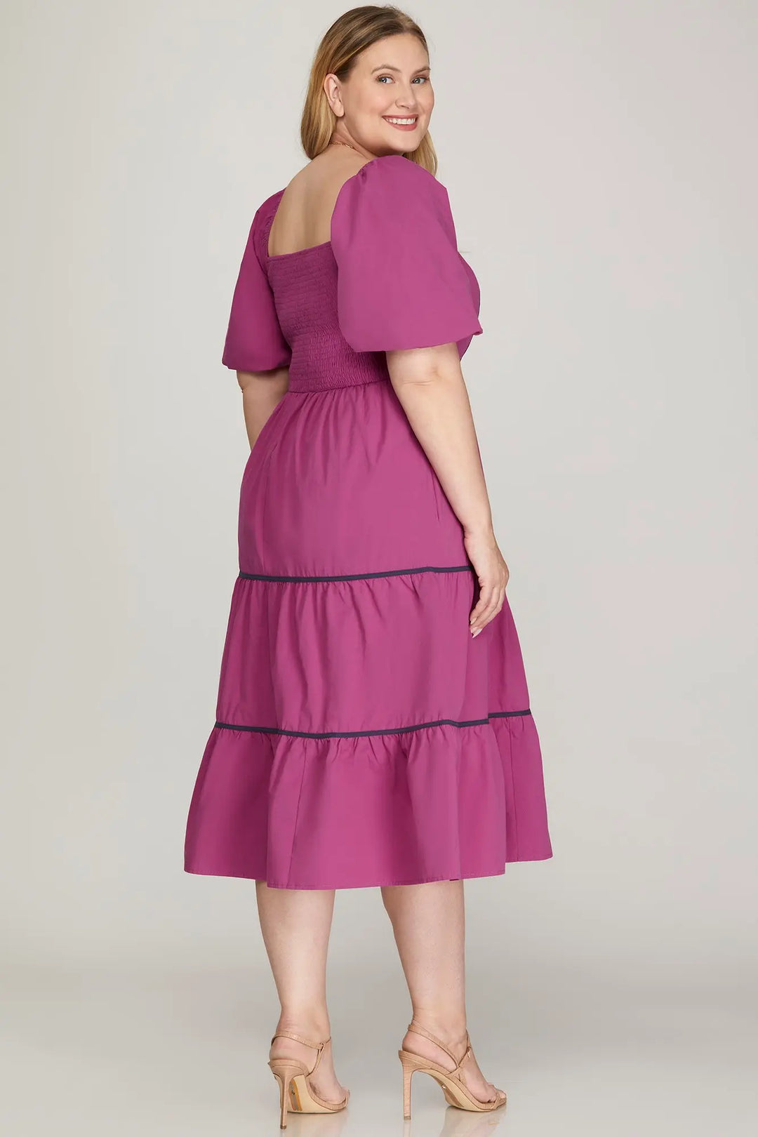 TRENDY SQUARE NECKLINE AND CHARMING PUFF SLEEVES SKPSY7186