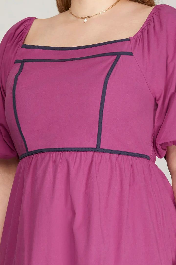 TRENDY SQUARE NECKLINE AND CHARMING PUFF SLEEVES SKPSY7186