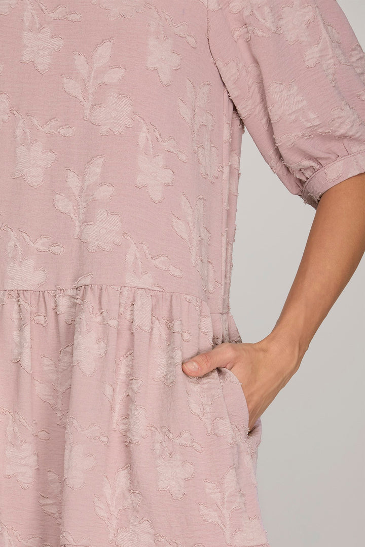 HALF SLEEVE WOVEN FLORAL PATTERN DRESS