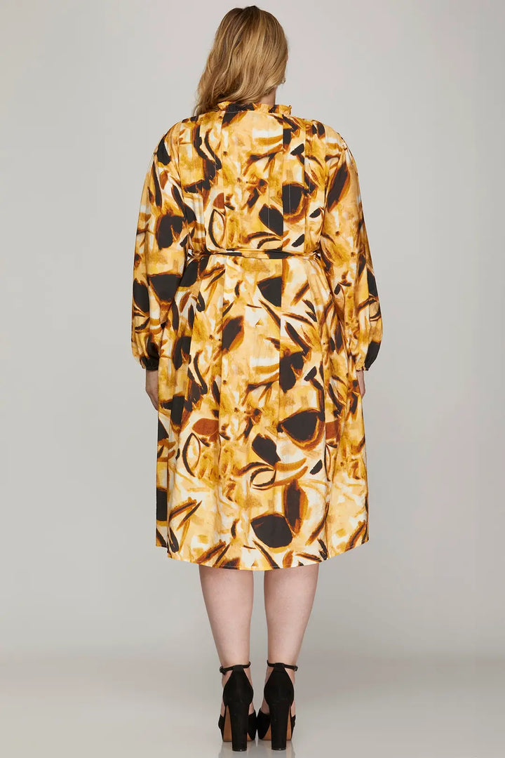 FLAIR WITH THIS PRINT LONG SLEEVE DRESS  SKPSY7515