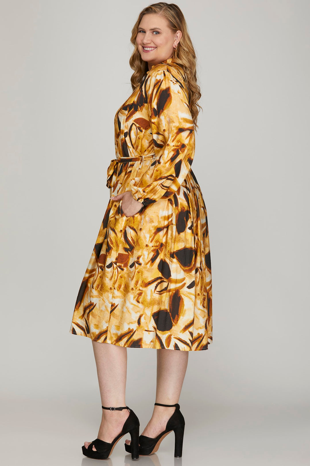 FLAIR WITH THIS PRINT LONG SLEEVE DRESS  SKPSY7515