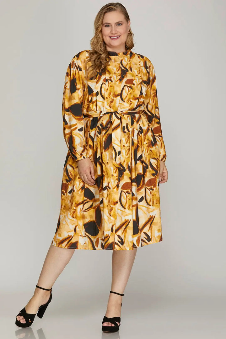 FLAIR WITH THIS PRINT LONG SLEEVE DRESS  SKPSY7515
