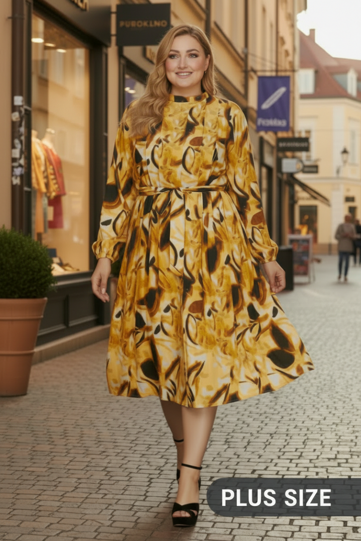 FLAIR WITH THIS PRINT LONG SLEEVE DRESS  SKPSY7515