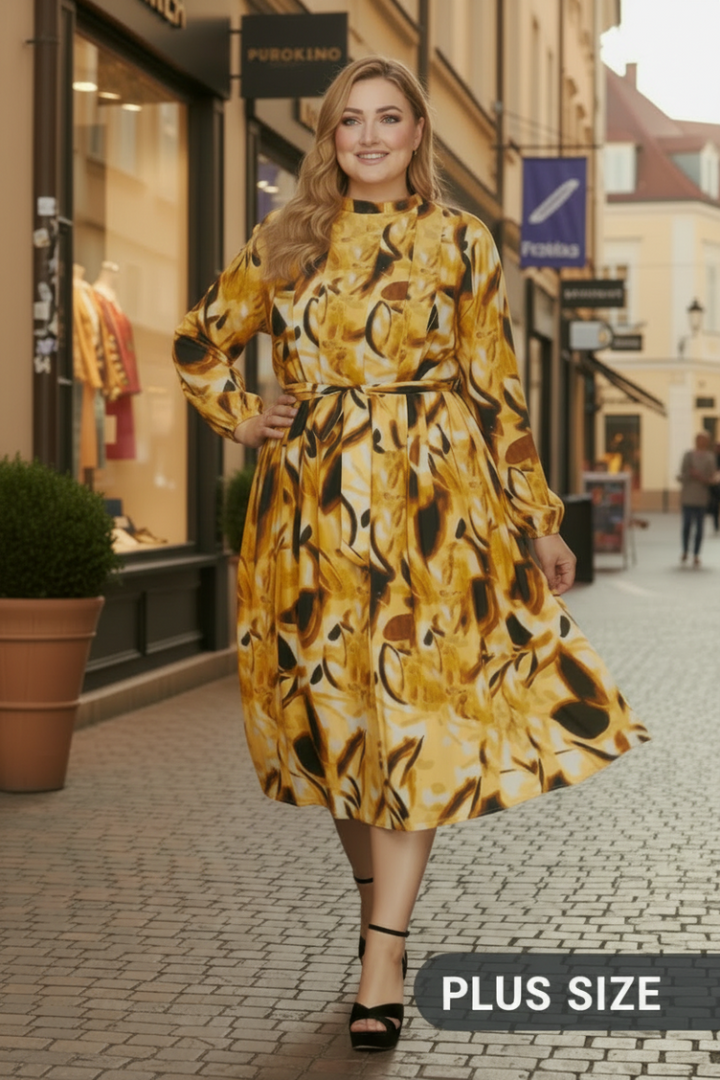 FLAIR WITH THIS PRINT LONG SLEEVE DRESS  SKPSY7515