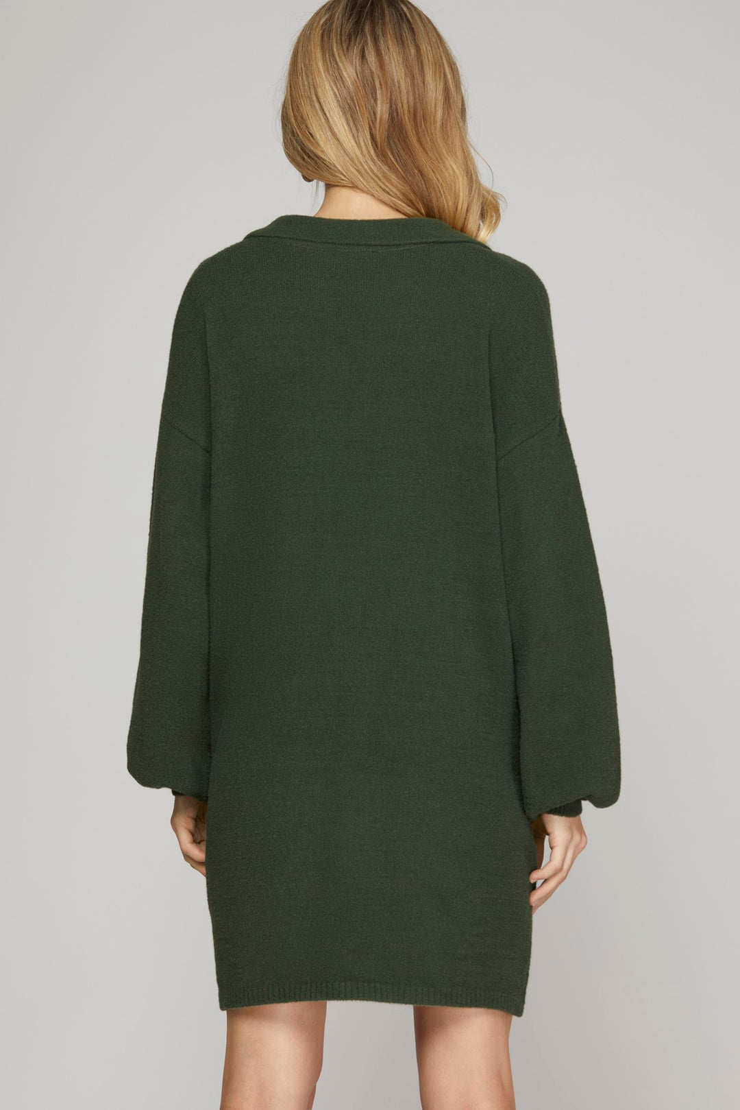 LONG SLEEVE COLLAR FUZZY SWEATER DRESS-SKSY5760R