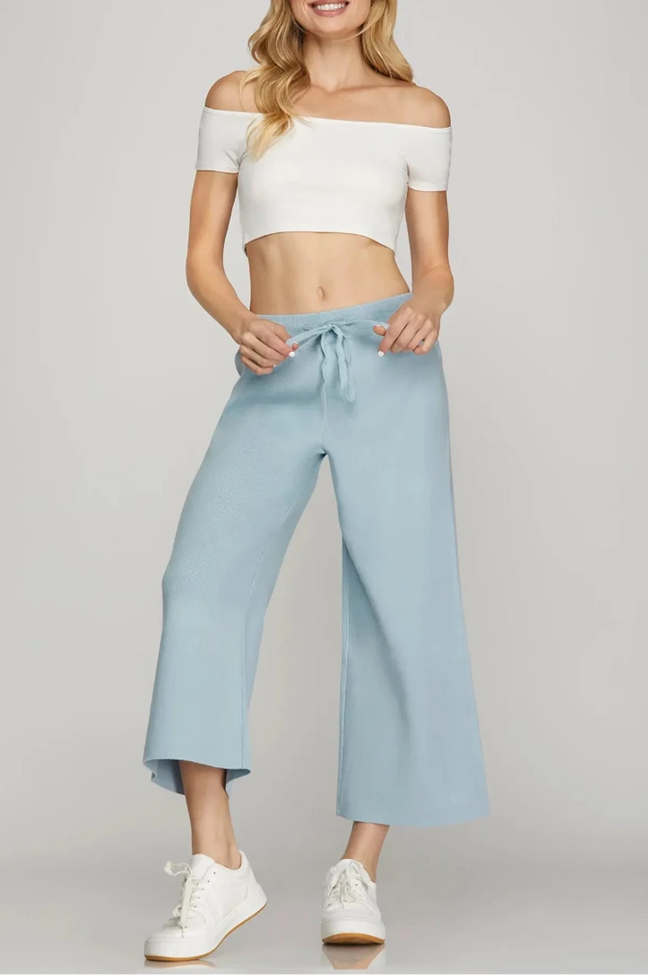 CAPRI SWEATER PANTS WITH ELASTIC WAIST TIE