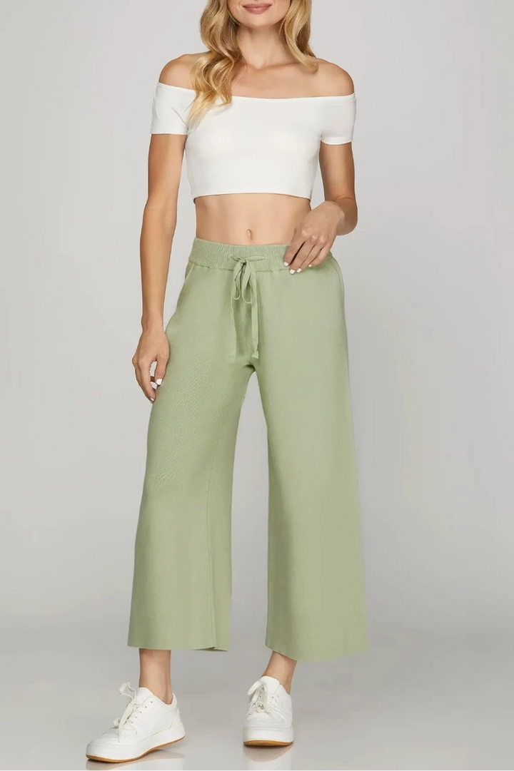 CAPRI SWEATER PANTS WITH ELASTIC WAIST TIE