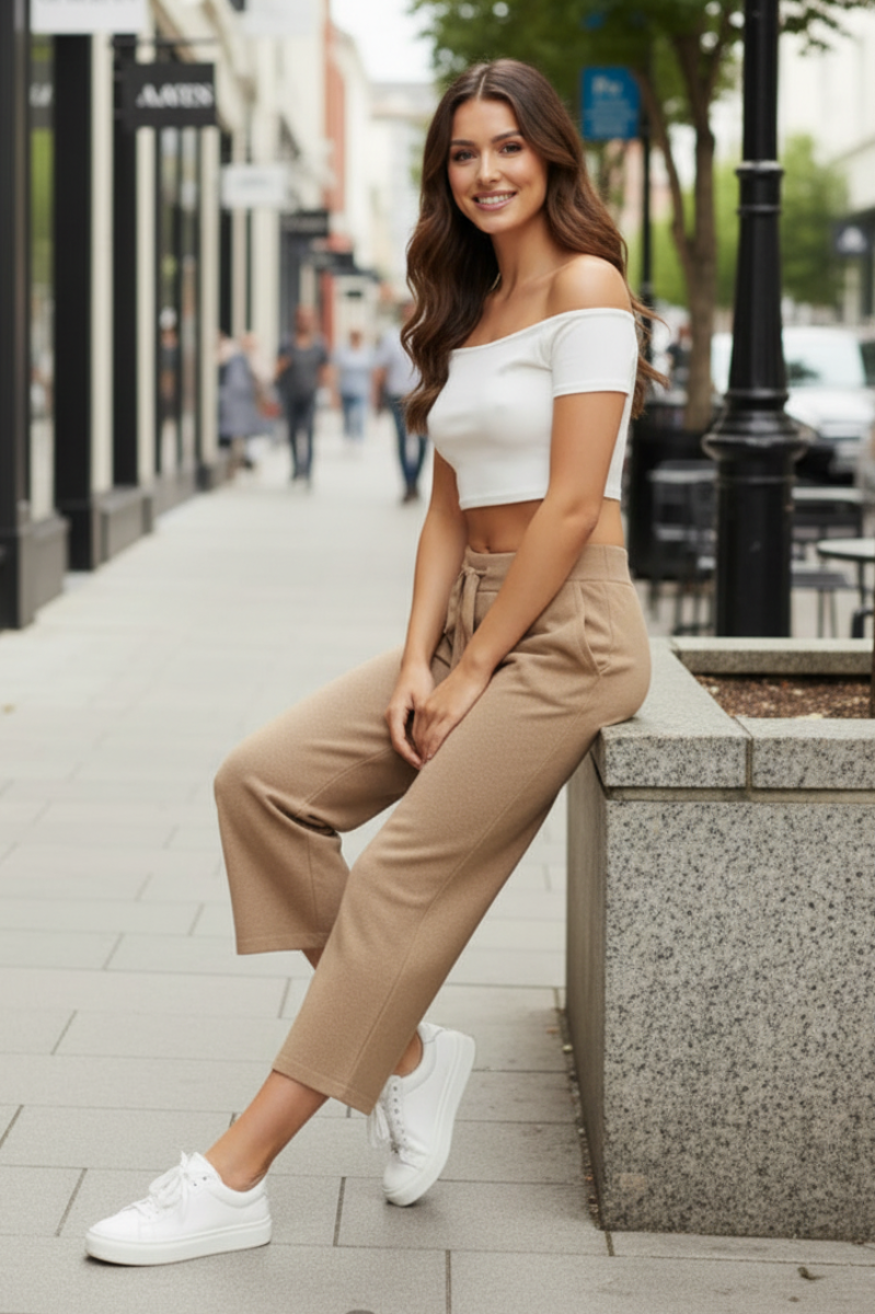 CAPRI SWEATER PANTS WITH ELASTIC WAIST TIE SKSY7956