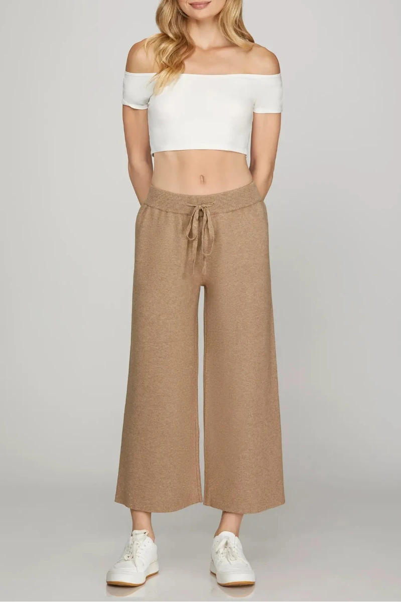 CAPRI SWEATER PANTS WITH ELASTIC WAIST TIE