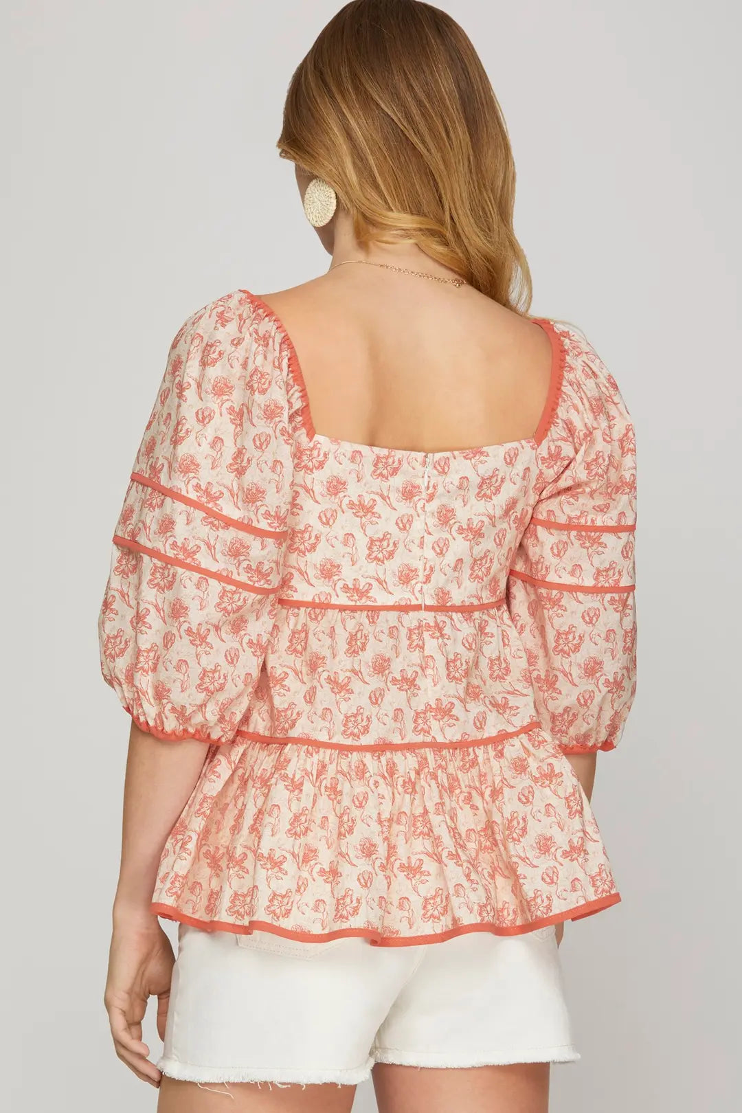 FLORAL SQUARE NECK TIERED TOP SKSY8178