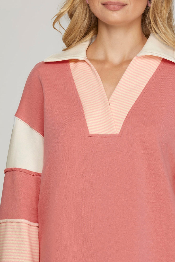V NECK FRENCH TERRY DRESS SKSY7414R