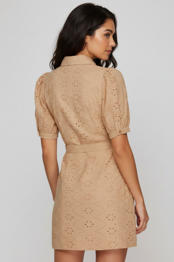 BUTTON DOWN DRESS WITH FRONT POCKET