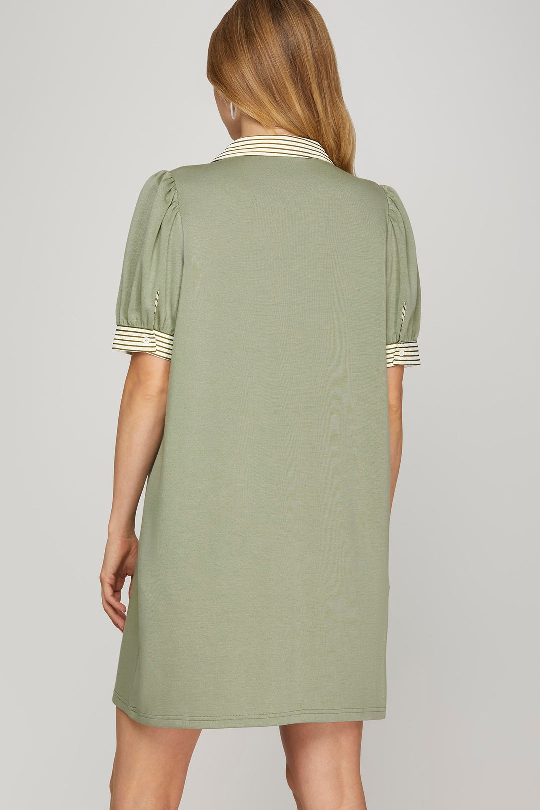 SHORT SLEEVE COLLARED MINI DRESS SKSY9057