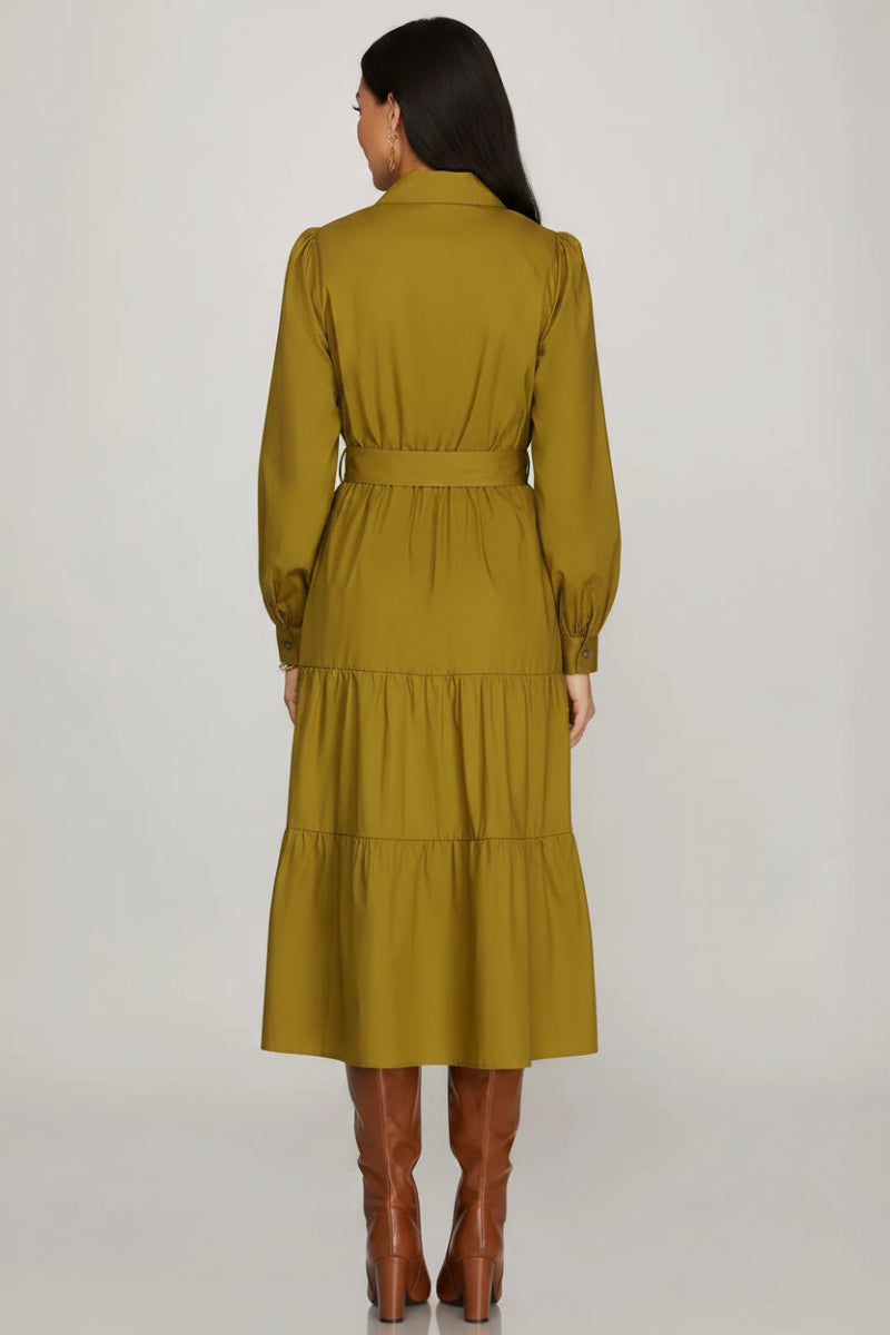 SURPLICE TIERED WITH POCKET MIDI DRESS SKSY9286