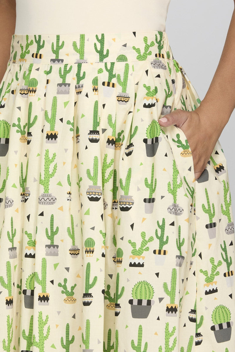 PRINTED WITH POCKETS MIDI SKIRT SKSY9691-S