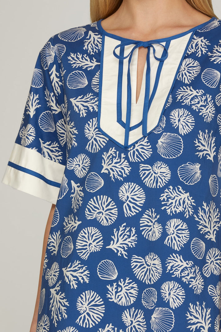 TIE-NECK PRINTED WOVEN WITH POCKETS MINI DRESS SKST1126