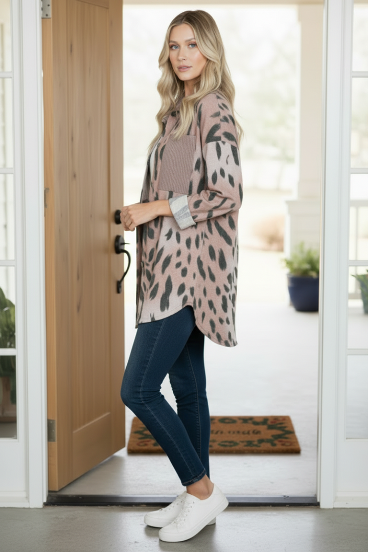 SAND ANIMAL PRINT BUTTON-UP JACKET RJT5934-ANI86 -