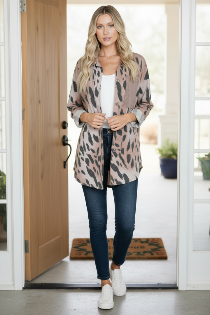 SAND ANIMAL PRINT BUTTON-UP JACKET RJT5934-ANI86 -