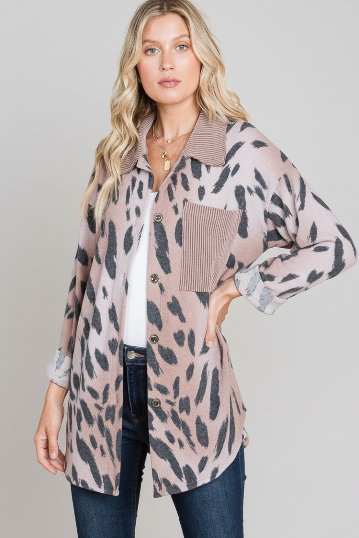 SAND ANIMAL PRINT BUTTON-UP JACKET RJT5934-ANI86 -